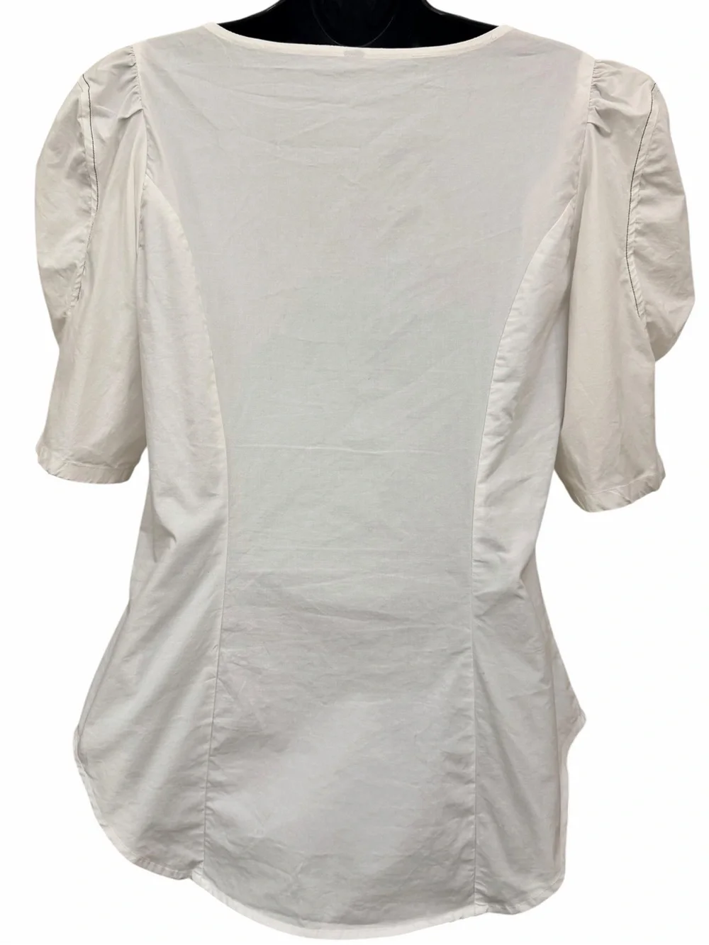 Anthropologie White Corset Hook & Eye Puff Sleeve Tunic Top Medium